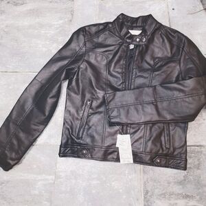 Jacket Black faux leather jacket women's size large NWT